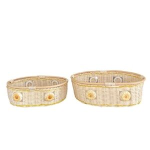Sunflower Woven Baskets Lot of Two